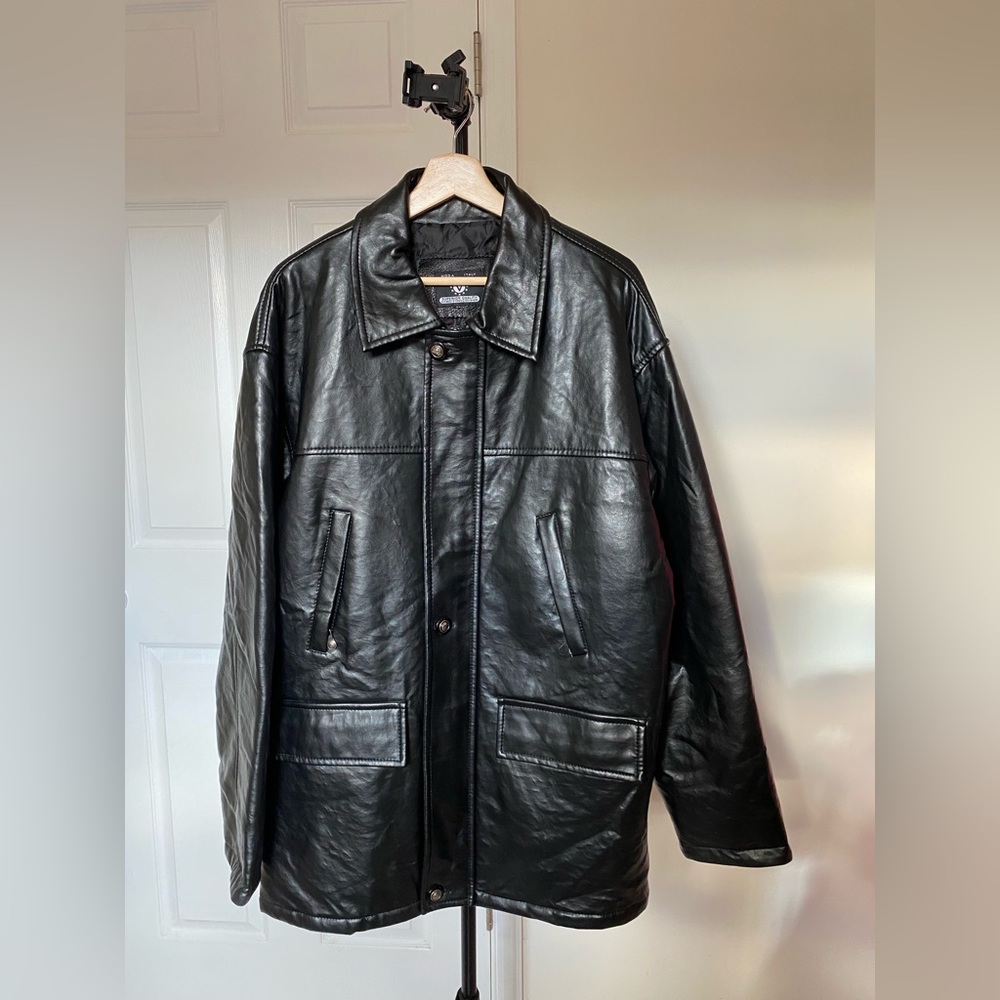 Moda Black Leather Trench Coat